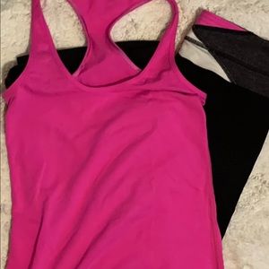 LULULEMON SUPER HIGH-RISED-FLARED PANT 2 REG. + NEON MAGENTA SWIFTLY RACERBACK 4